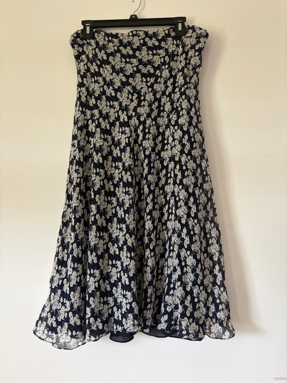 Lauren Ralph Lauren Silk midi ditsy floral navy skirt feminine romantic size L